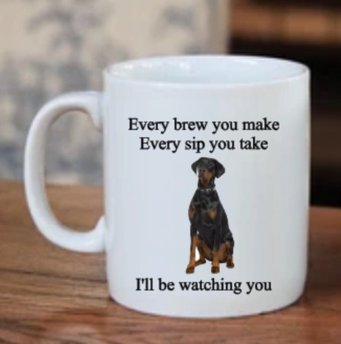 Funny doberman dog mug - doberman, mug,