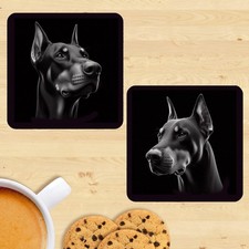 Doberman Dog Coasters, Set Of