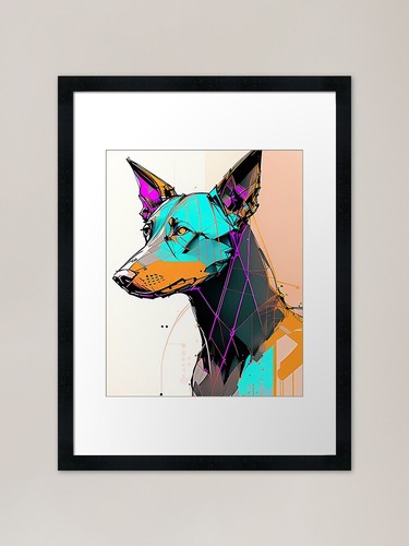 Natural ear doberman framed - natural,