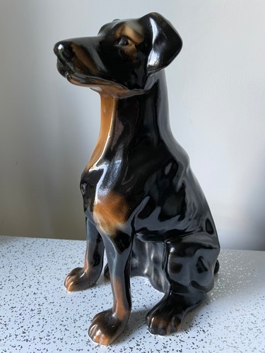 Vintage ceramic doberman dog - vintage,